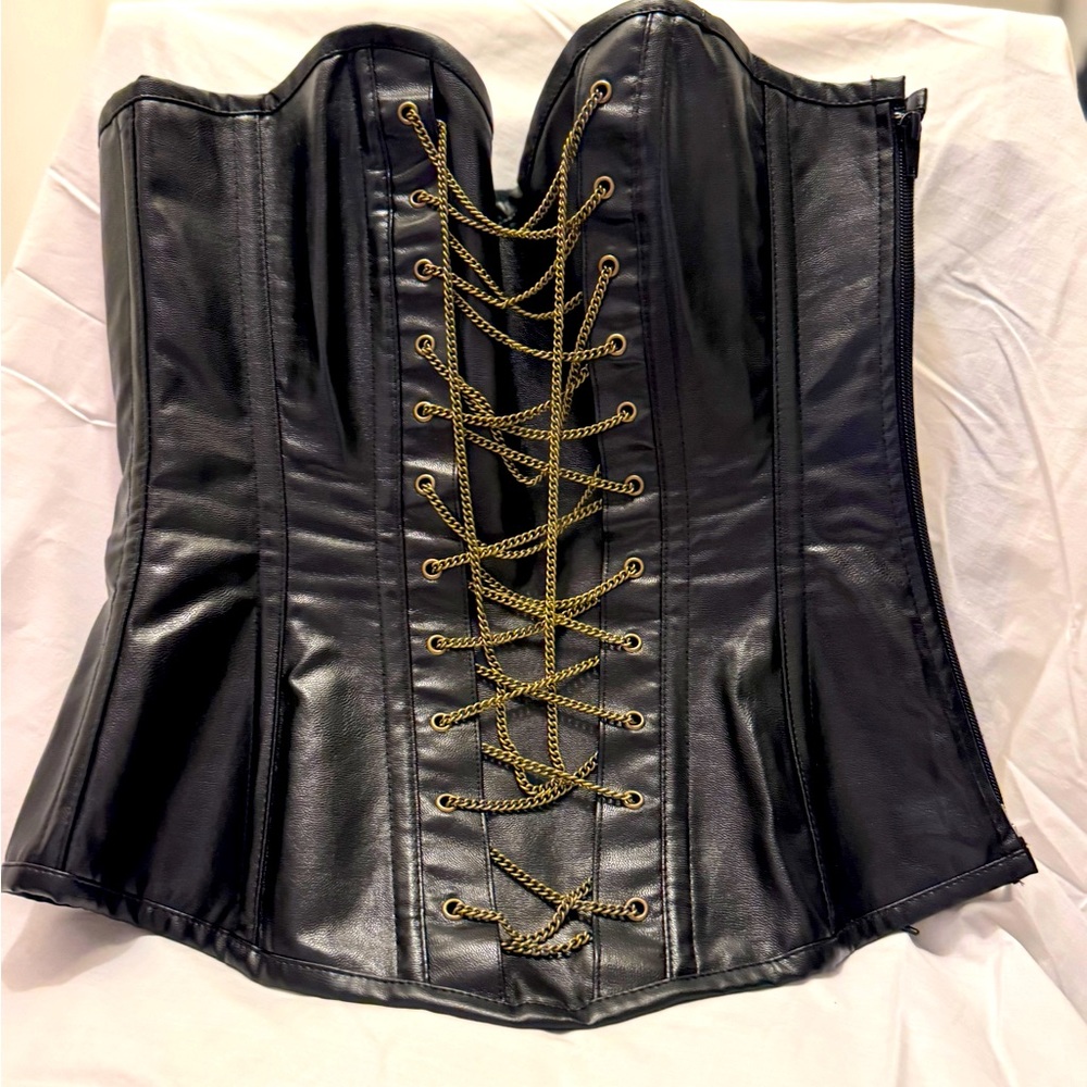 Vegan leather Steampunk corset